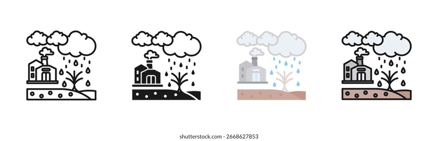 Paquete de iconos de lluvia ácida en múltiples estilos