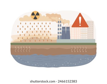 Acid rain isolated concept vector illustration. Acid precipitation component, water acidification problem, ph of rainwater measurement, harmful effect, toxic rain, atmosphere vector concept.