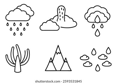 Acid rain line art illustration for environmental awareness
