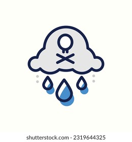 acid rain, pollution cloud, rain icon, isolated blue icon in light background, perfect for blog, logo, graphic design, social media, UI, mobile app