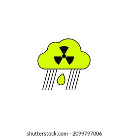 Acid rain and radioactive cloud icon. Isolated on white background. Vector illustration, eps 10. 