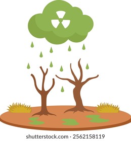 Acid rains vector  tree with cloud with inscription co2 Illustration