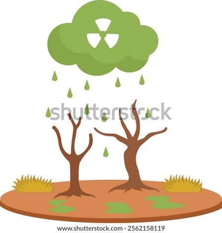 Acid rains vector  tree with cloud with inscription co2 Illustration