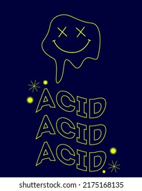 Acid Rave smile. Psychedelic retro smile