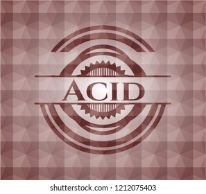 Acid red badge with geometric background. Seamless.