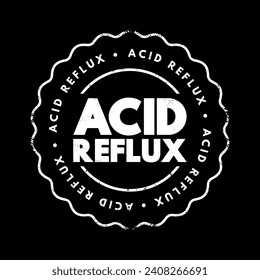 Reflujo ácido - enfermedad frecuente que presenta un dolor ardiente, conocido como ardor de estómago, en la zona inferior del pecho, sello de concepto de texto
