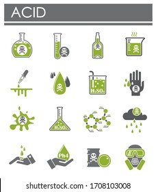 Acid related icons set on background for graphic and web design. Creative illustration concept symbol for web or mobile app.
