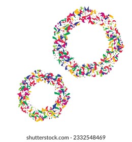 Acid Shine Invitation Vector White Background. Cheerful Falling Polka Illustration. Intense Dust Happy Texture. Festive Circle Carnival Backdrop.