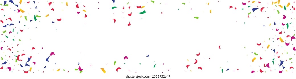 Acid Splash Happy Vector White Panoramic Background. Saturated Transparent Rain Pattern. Trendy Fraction Celebrate Postcard. Festive Dust Falling Invitation.