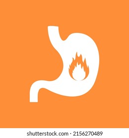 Acid stomach burn gastritis icon. GERD acidity stomach reflux heartburn ache