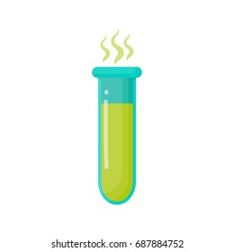 Acid in tube vector flat icon, Flat design of toxic, dangerous or industrial object on the white background, cute vector illustration with reflections