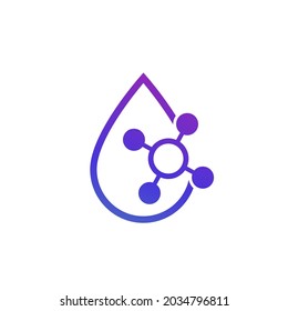 Acid vector icon with drop and molecule