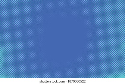 Acid Wash And Tron Turquoise  Colors Pop Art Dotted Gradient Pattern Horizontal Vector . Halftone Dots  Texture Glitch Background 