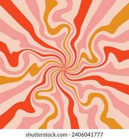 Acid wave rainbow line background in the 1970s 1960s hippie style. carnival wallpaper pattern retro vintage 70s 60s groove. Psychedelic poster background. Vector design illustration. Gold and red