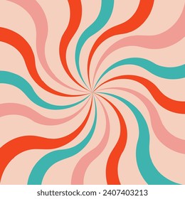 Acid wave rainbow line background in the 1970s 1960s hippie style. carnival wallpaper pattern retro vintage 70s 60s groove. Psychedelic poster background. Vector design illustration. Gold and red