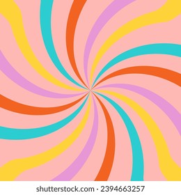 Acid wave rainbow line backgrounds in the 1970s 1960s hippie style. Carnival wallpaper pattern retro vintage 70s 60s. Groovy psychedelic poster background. Vector design illustration.