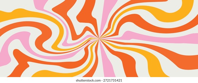 Fondos de línea de arco iris de onda ácida en el estilo hippie de la década de 1970 de 1960. Patrones de Fondo de pantalla de carnaval Retro vintage 70s 60s Groove. colección de fondo de póster psicodélico. Ilustración de diseño de Vector.