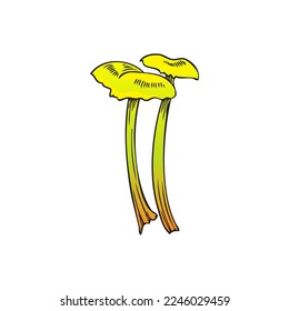 Acid yellow poisonous mushroom or toadstool cartoon vector illustration isolated on white background. Toxic mushrooms cause hallucinations and poisoning.