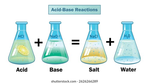 Acid-Base Reactions diagram. Science education vector illustration