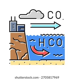 acidification chart world ocean color icon vector. acidification chart world ocean sign. isolated symbol illustration