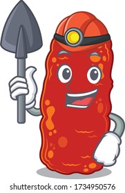 Acinetobacter bacteria miner cartoon design concept with tool and helmet