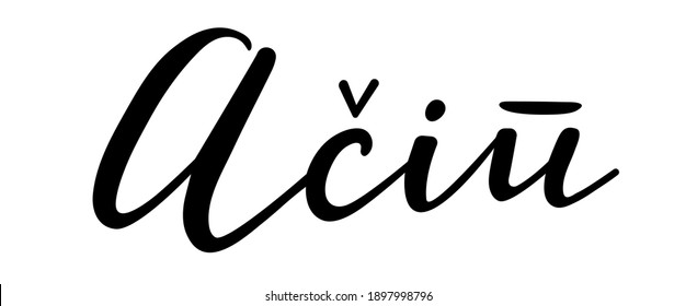 Aciu handwritten lettering. Thank you in Lithuanian language.  Gratitude hand lettering vector for fall, autumn and Thanksgiving day season quotes and phrases for cards, banners, notebook design. 