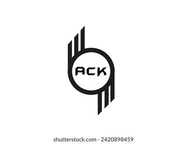 Fondo de color blanco para el diseño del logotipo de la letra ACK. Registro de letras ACK e icono