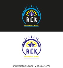 ACK-Buchstabenlogo-Vektorgrafik-Design auf schwarzweißem Farbhintergrund ACK-Buchstabenlogo-Symboldesign

