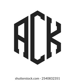 Design do logotipo ACK. Letra inicial ACK Monograma Logo usando forma de hexágono