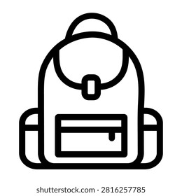 ack to School Backpack Line Icon Minimalist Education Bag Outline Vector Illustration