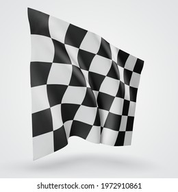 ack and white checkered flag, 3d mash on a white background