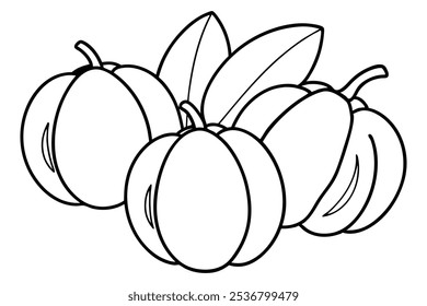 Ackee Line Art Concepto de diseño de frutas botánicas (4)