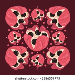 Ackee slice flat vector illustration. Cute red fruit seeds ackee slice cartoon vector illustration for graphic design and decorative element