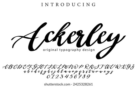 Ackerley. Handdrawn calligraphic vector font for hand drawn messages. Modern gentle calligraphy