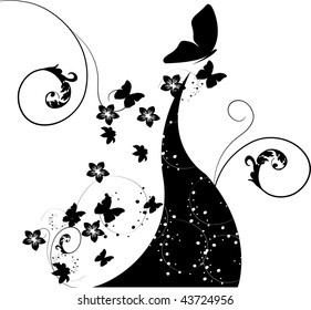 ackground with flowers and butterflies