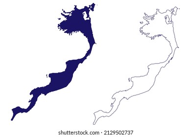 Acklins island (Commonwealth of The Bahamas, Cenrtal America, Caribbean islands) map vector illustration, scribble sketch Acklins map