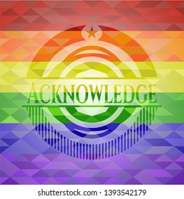 Acknowledge lgbt colors emblem. Vector Illustration. Mosaic.