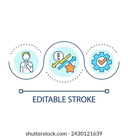 Acknowledge your path loop concept icon. Accepting failures. Overcoming imposter syndrome tip abstract idea thin line illustration. Isolated outline drawing. Editable stroke. Arial font used