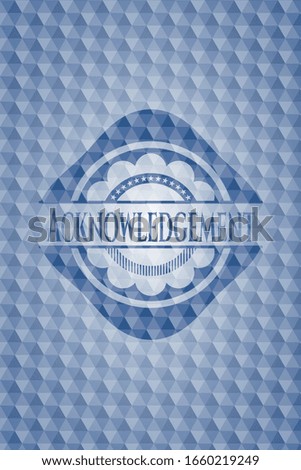 Acknowledgement blue hexagon emblem. Vector Illustration. Detailed.