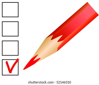 Acknowledgement by a red pencil on the white form