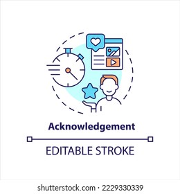 Acknowledgement concept icon. Like social media post. Express approval. Positive abstract idea thin line illustration. Isolated outline drawing. Editable stroke. Arial, Myriad Pro-Bold fonts used
