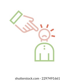 Acknowledgement of a mistake. My fault icon, pictogram. Guilty feeling. Editable vector illustration isolated on a transparent background.