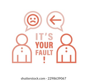 Acknowledgement of a mistake. My fault icon, pictogram. Guilty feeling. Editable vector illustration isolated on a transparent background.