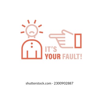 Acknowledgement of a mistake. My fault icon, pictogram. Guilty feeling. Editable vector illustration isolated on a transparent background.