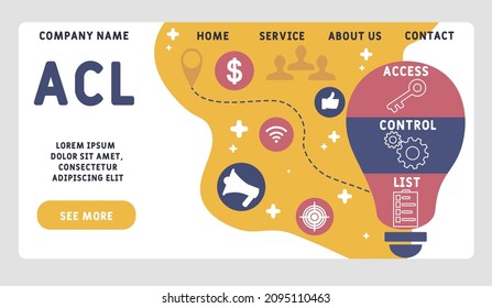 ACL - Access Control List acronym. business concept background.  vector illustration concept with keywords and icons. lettering illustration with icons for web banner, flyer, landing 