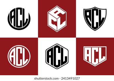 ACL initial letter geometric shape icon logo design vector. monogram, lettermark, circle, polygon, shield, symbol, emblem, elegant, abstract, wordmark, sign, art, typography, icon, geometric, shape