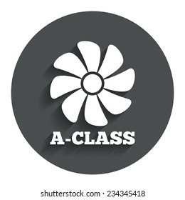 A-class ventilation icon. Energy efficiency sign symbol. Gray flat button with shadow. Modern UI website navigation. Vector