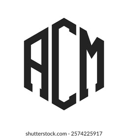 ACM Logo Design. Initial Letter ACM Monogram Logo using Hexagon shape