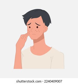 Acne allergies vector inflammation damage scar disease design
