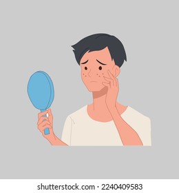 Acne allergies vector inflammation damage scar disease design